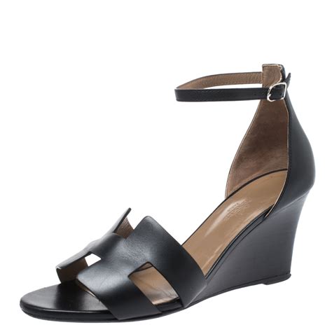 hermes sandal wedge|Hermes sandals with ankle strap.